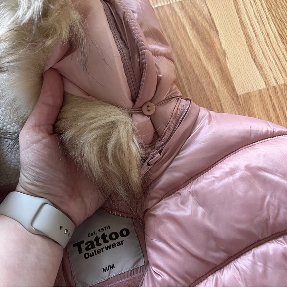 Eclipse/Tattoo - Blush Pink Puffer Jacket with Removable Faux Fur Hood - Picture 4 of 4